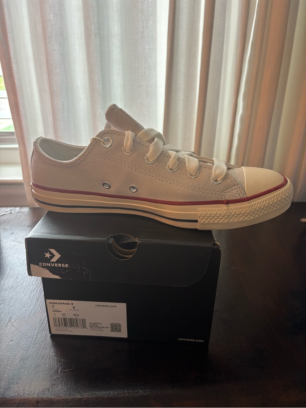Converse Kids White Canvas Sneakers with Red Stripe